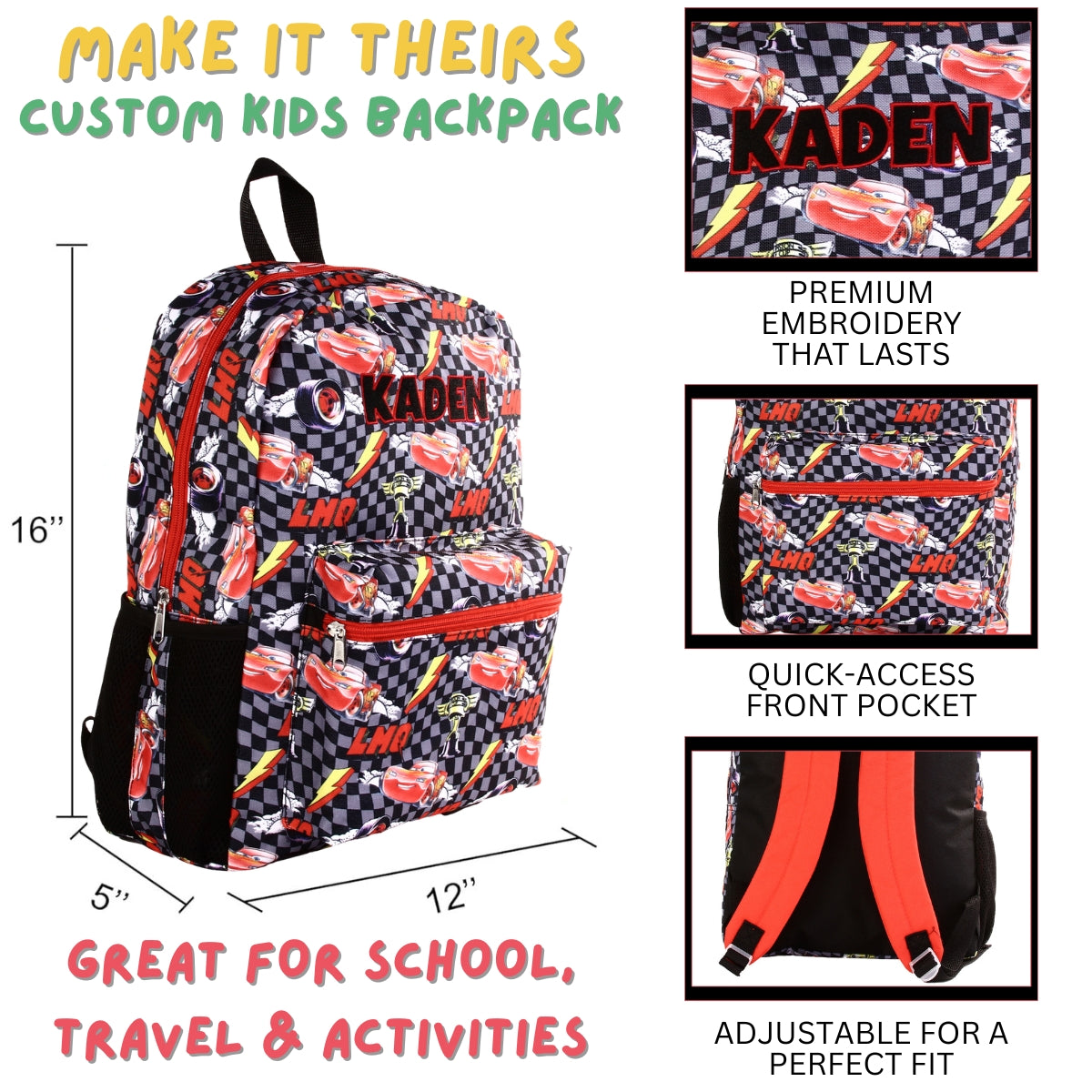 jansport backpack personalized Personalized Cars Backpack for Kids