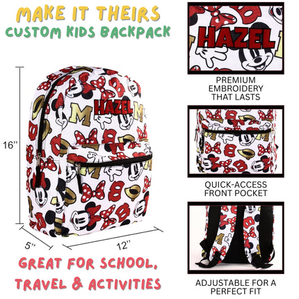 Personalized Minnie Mouse Backpack for Kids | Custom Name Embroidered Bookbag (16 Inch)