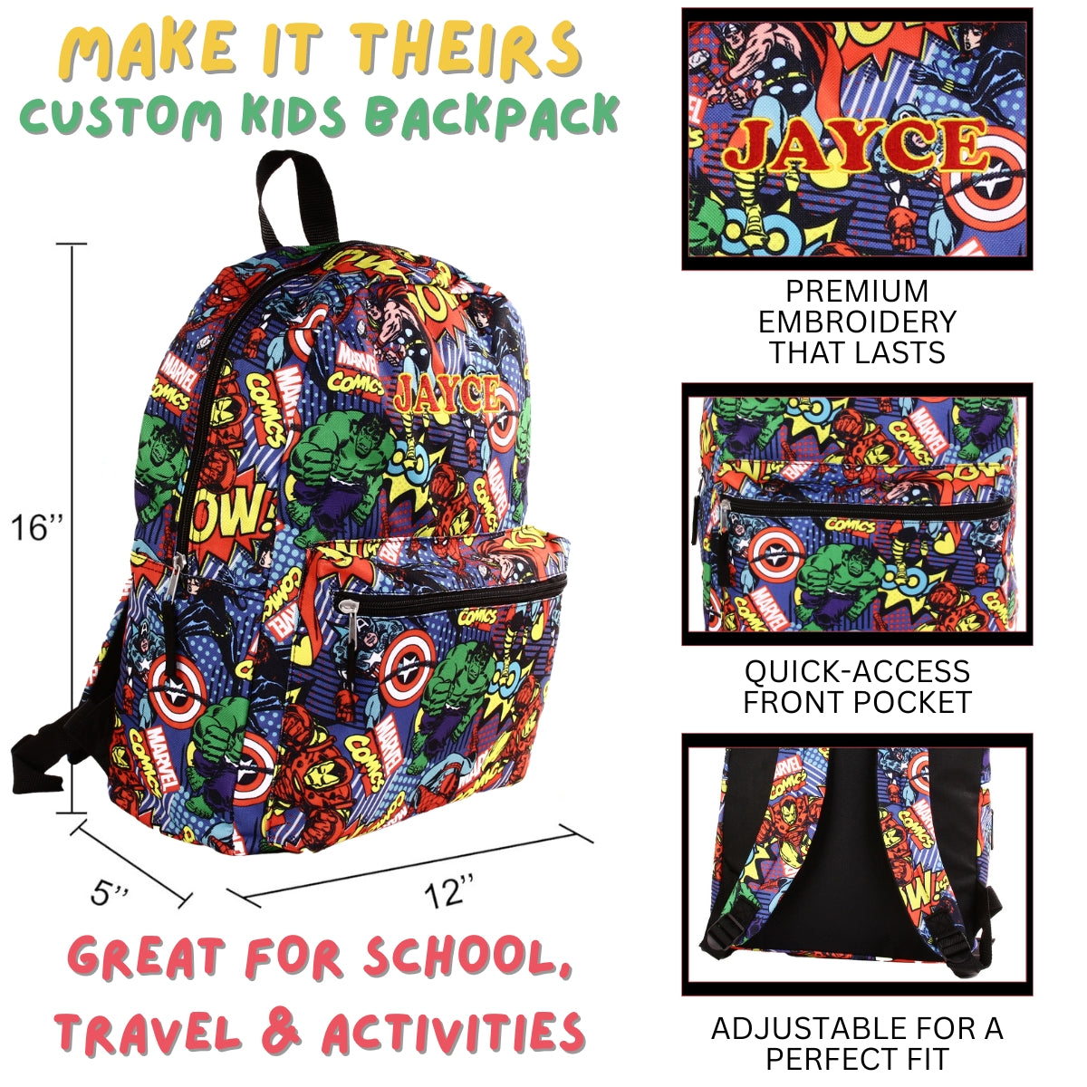 avengers kids backpack Personalized Avengers Backpack for Kids