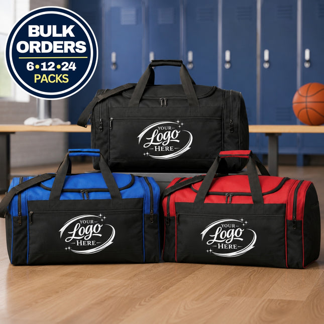 Custom Logo/Text Large Duffel Bag | Personalized Sport & Travel Bags | Model 6022 (Sold in Bulk Packs)