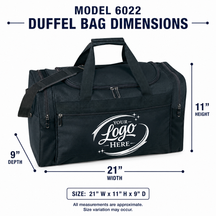 Custom Logo Large Duffel Bag | Personalized Sport & Travel Bags | Model 6022 (Sold in Bulk Packs)
