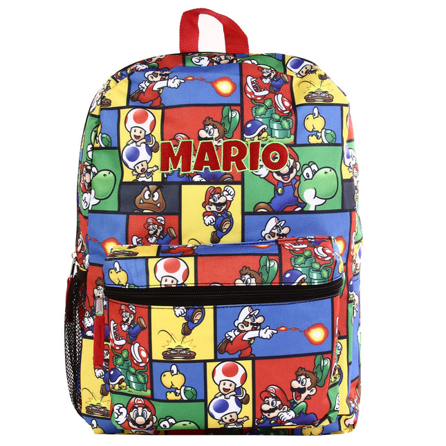 Personalized Super Mario Backpack for Kids | Custom Name Embroidered Bookbag (16 Inch)