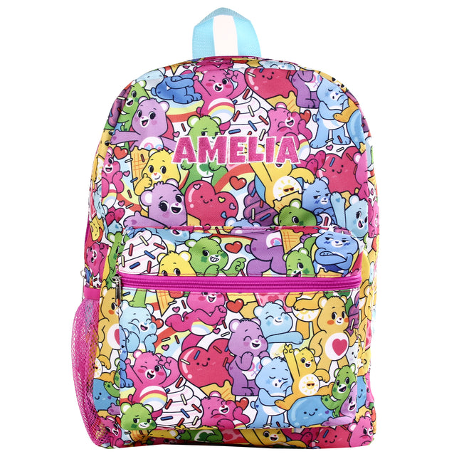 Personalized Care Bears Backpack for Kids | Custom Name Embroidered Bookbag (16 Inch)