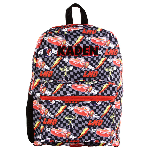 Personalized Cars Backpack for Kids | Custom Name Embroidered Bookbag (16 Inch)
