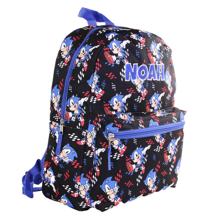 Personalized Sonic Backpack for Kids | Custom Name Embroidered Bookbag (16 Inch)