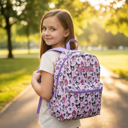 Personalized Hello Kitty Backpack for Kids | Custom Name Embroidered Bookbag (16 Inch)