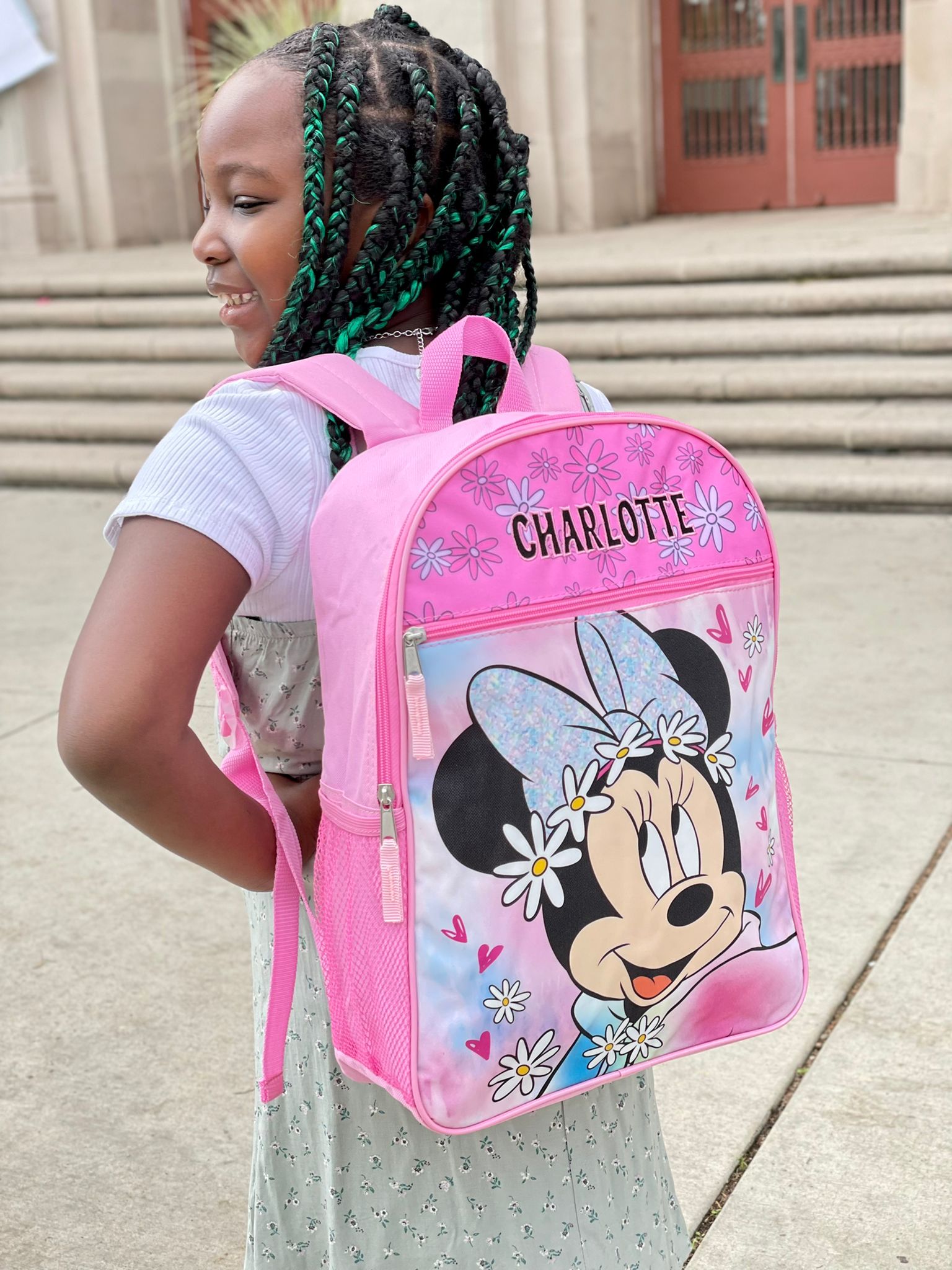 Personalized Minnie Mouse Made You Smile Character Backpack - 16 Inch