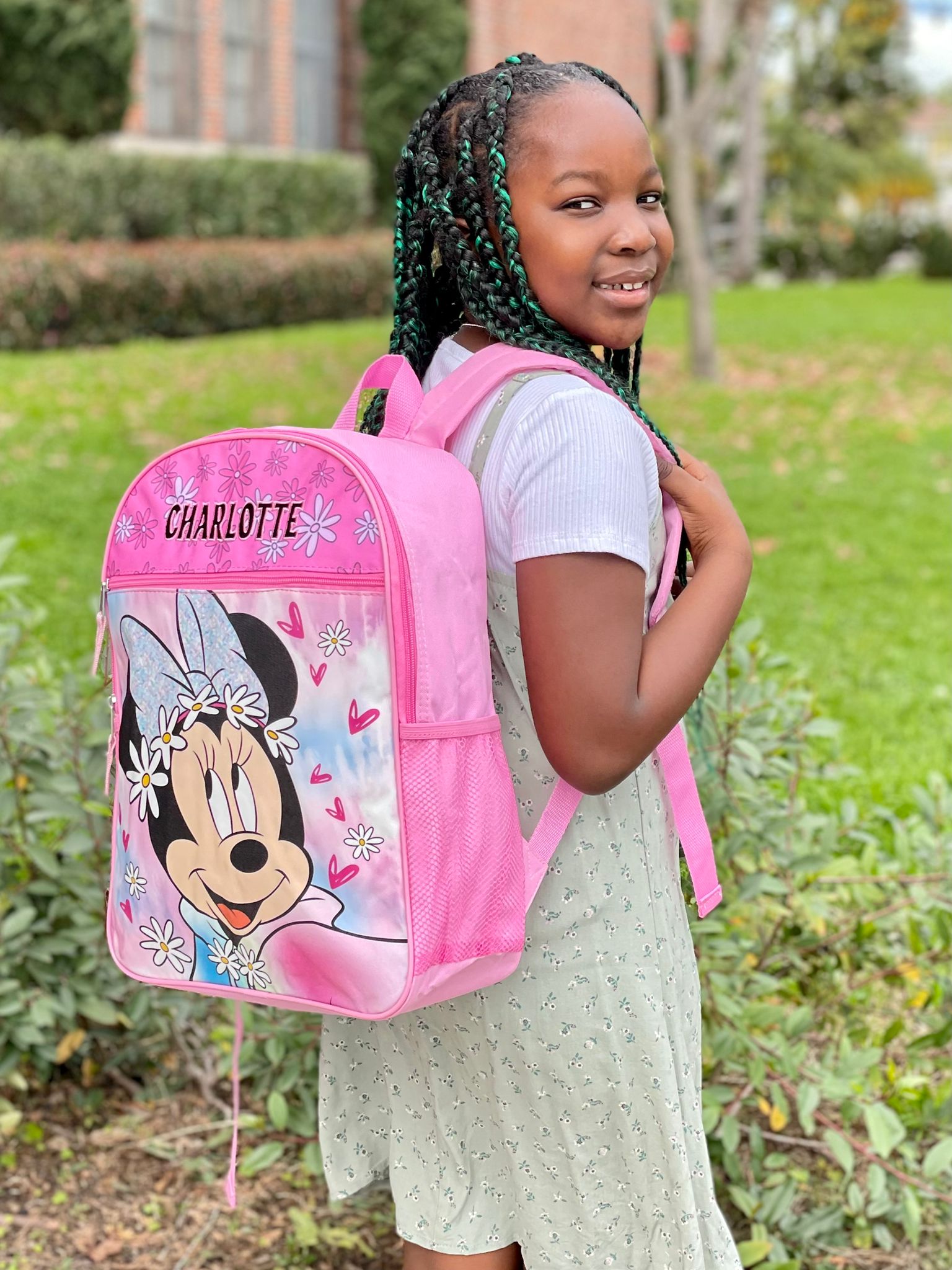 Pink Girls Disney Minnie Mouse Backpack 16 inch with Lunch Bag Set, Girl's