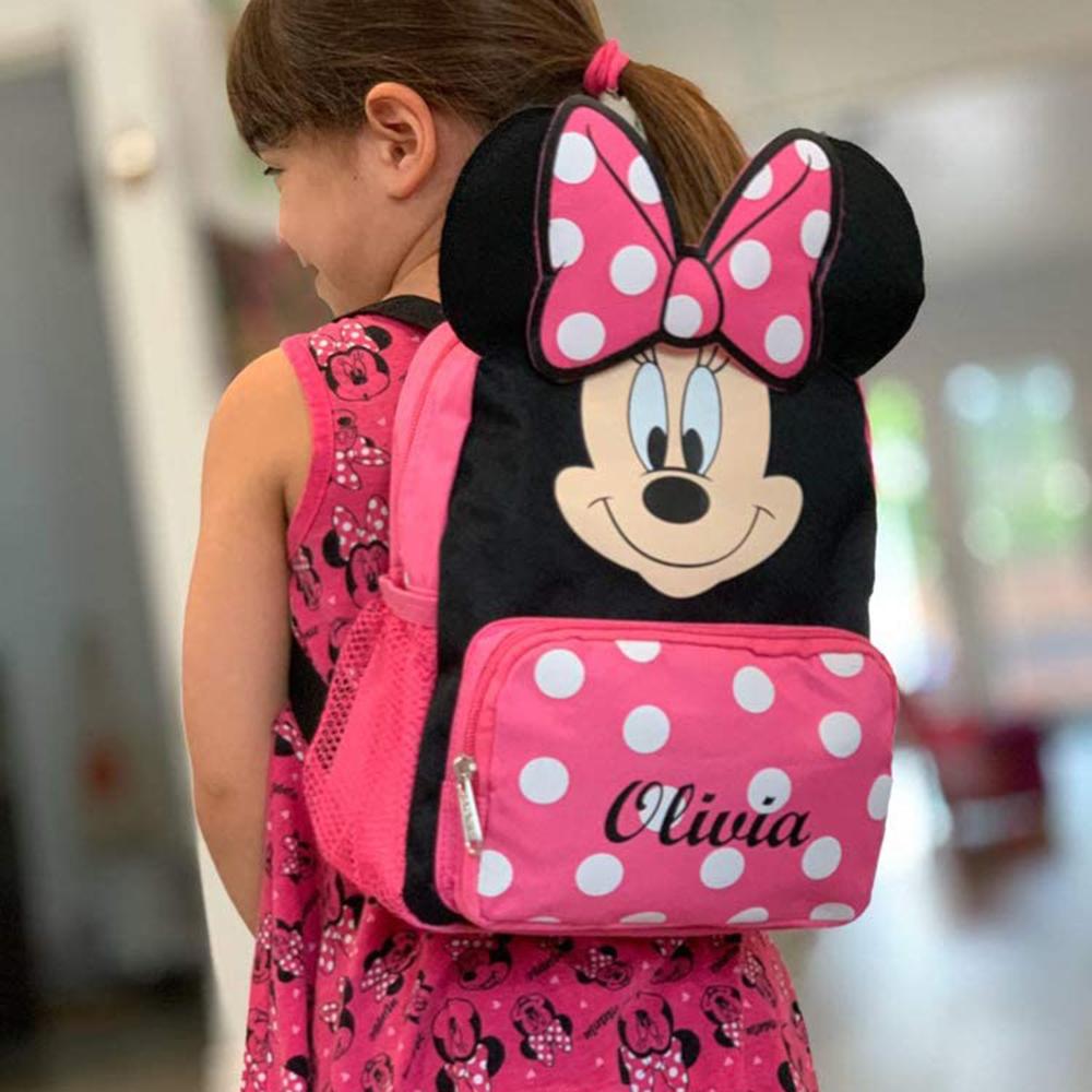 Personalized Minnie Mouse 10 Inch Mini Backpack with 3D Ears Personalized Minnie Mouse 10 Inch Mini Backpack with 3D Ears