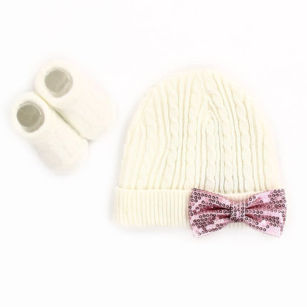 Baby Girl's Knit Hat & Booties Set (non-personalized)