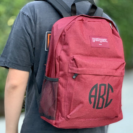 Personalized 16.5" Backpack with Custom Text or Monogram - Burgundy