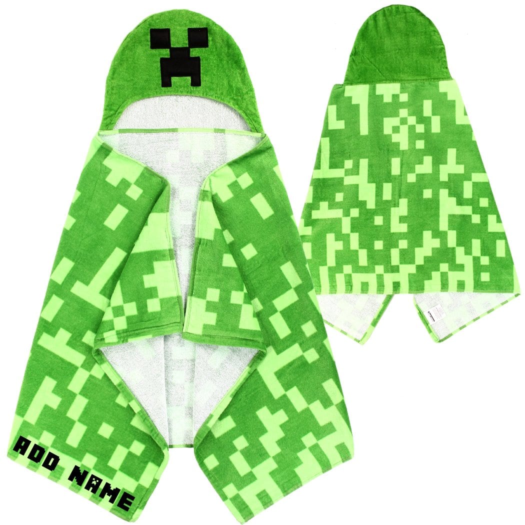Personalized Embroidered Hooded Towel Minecraft Kishkesh