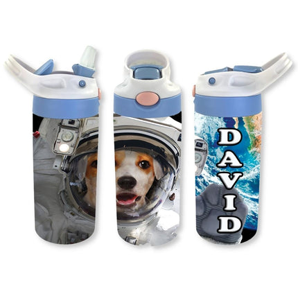 Personalized Kids' 12oz Double Walled Stainless Steel Bottle - Space Dog