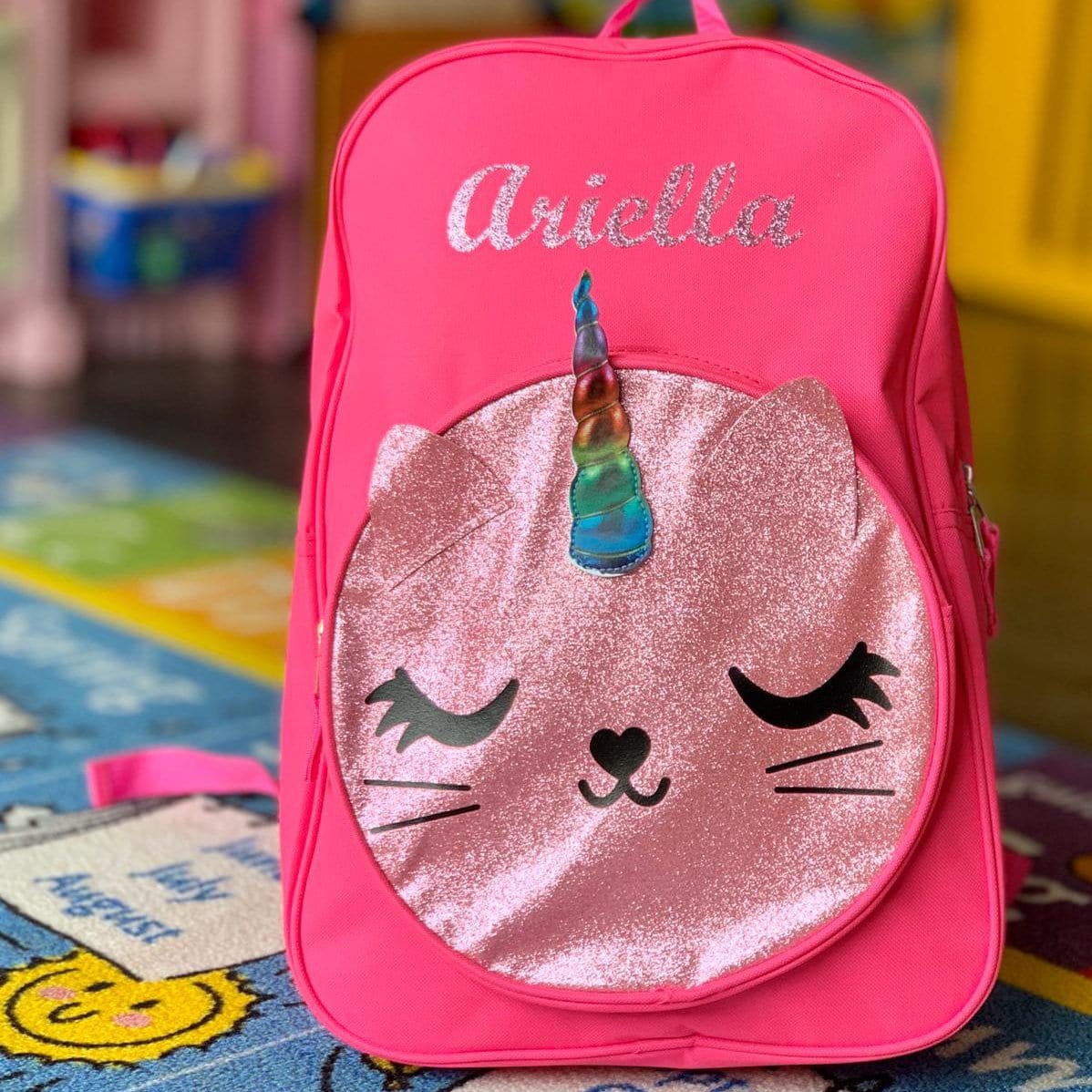 Personalized 17 Inch Critter Backpack - Unicorn Kitty – Kishkesh