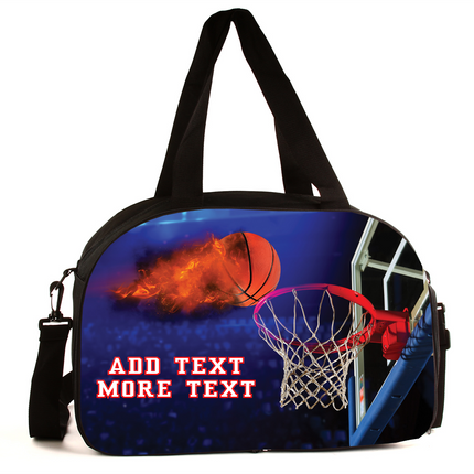 Personalized Full Color Sport Duffel Bag W/ Optional Water Bottle - Basketball