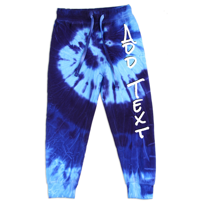 Personalized Neon Tie Dye Fleece Jogger Pants - Blue/Ocean