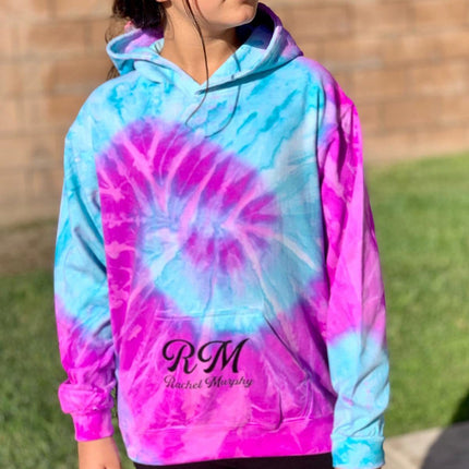 Personalized Neon Tie Dye Fleece Pullover Hooded Sweatshirt - Rainbow