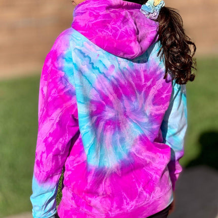 Personalized Neon Tie Dye Fleece Pullover Hooded Sweatshirt - Rainbow
